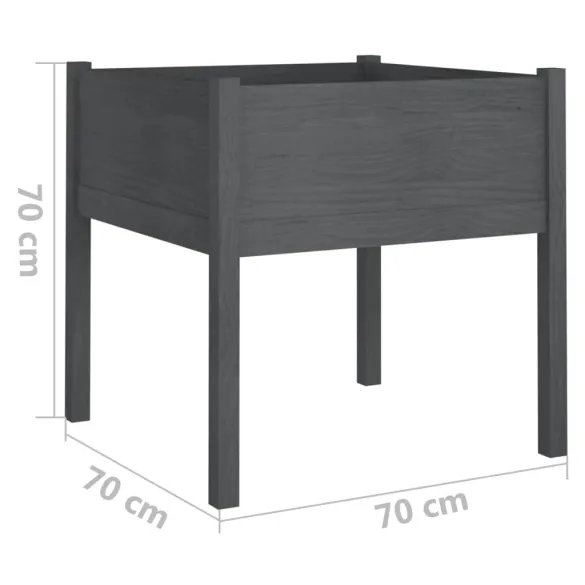 Jardinieră Grădină Gri - Lemn Masiv de Pin 70x70x70 cm