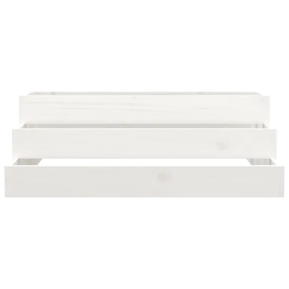 Jardinieră Albă Lemn Masiv de Pin - 80x80x27 cm | Livrare Gratuită