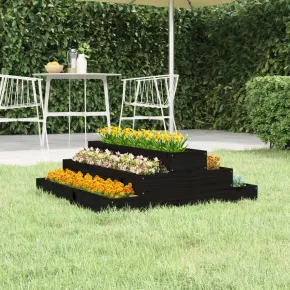 Jardinieră Negru din Lemn Masiv de Pin - 80x80x27 cm