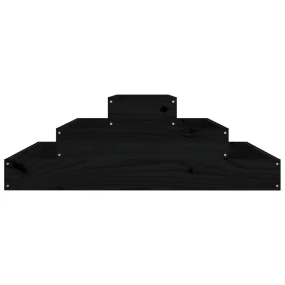Jardinieră Negru din Lemn Masiv de Pin - 80x80x27 cm