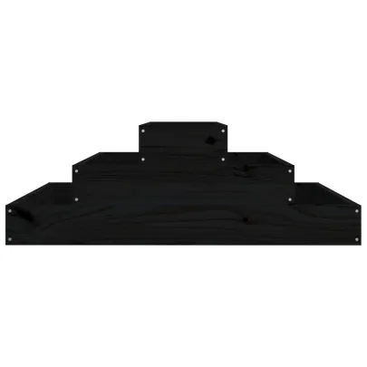 Jardinieră Negru din Lemn Masiv de Pin - 80x80x27 cm