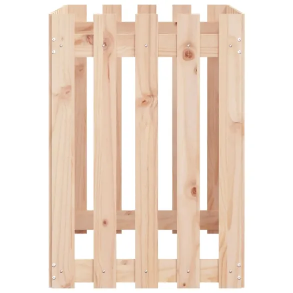 Pat Ridicat Grădină Lemn Pin cu Gard - Livrare Gratuită