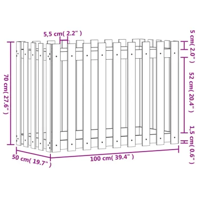 Pat Ridicat Grădină Lemn Pin cu Gard - Livrare Gratuită