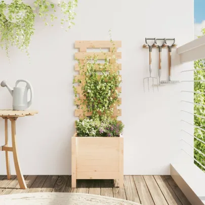 Jardinieră grădină lemn masiv pin cu raft | Livrare gratuită
