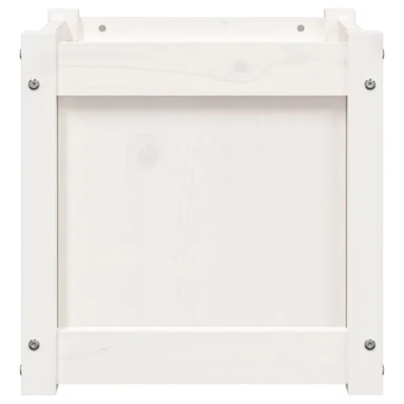 Jardiniere Grădină Lemn Masiv Pin - Alb 40x40x40 cm