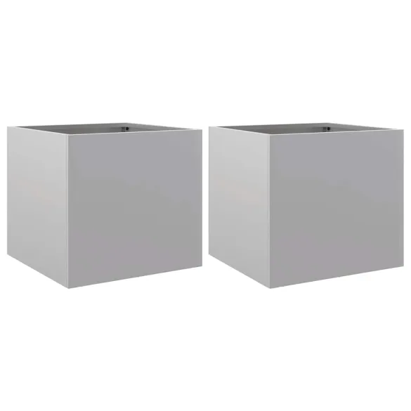 Set 2 Jardiniere Argintii - Oțel Galvanizat 32x30x29 cm