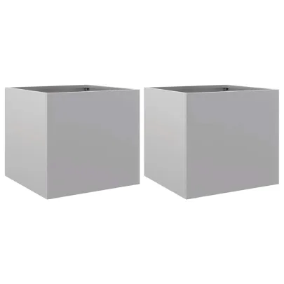 Set 2 Jardiniere Argintii - Oțel Galvanizat 32x30x29 cm