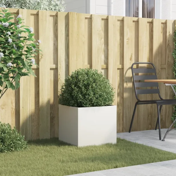 Jardinieră Albă Oțel pentru Grădină și Balcon