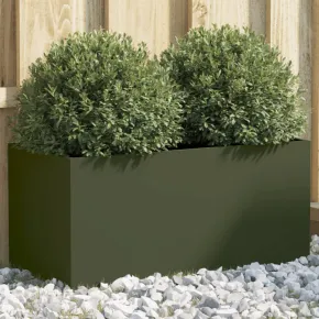 Jardinieră Verde Măsliniu din Oțel - 62x30x29 cm - Livrare Gratuită