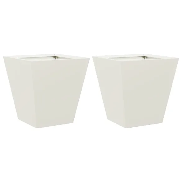 Jardiniere Grădină 30x30 cm - 2 bucăți - Alb - Oțel | Livrare Gratuită