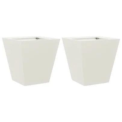 Jardiniere Grădină 30x30 cm - 2 bucăți - Alb - Oțel | Livrare Gratuită