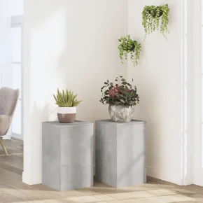 Suport Plante Gri Beton - 2 buc - 30x30x50 cm - Lemn