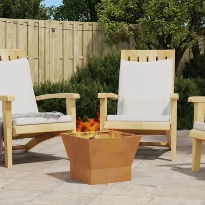 Vatră de foc pătrată din oțel corten - 40x40x30 cm
