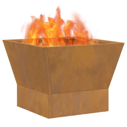 Vatră de foc pătrată din oțel corten - 40x40x30 cm