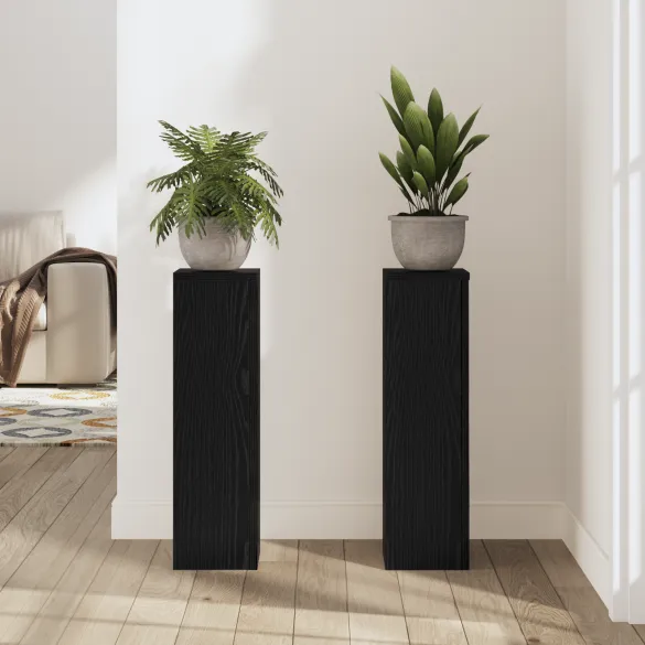 Suporturi Plante Stejar Negru 17x17x60 cm | 2 buc