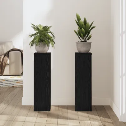 Suporturi Plante Stejar Negru 17x17x60 cm | 2 buc