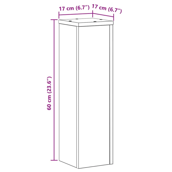 Suporturi Plante Stejar Negru 17x17x60 cm | 2 buc