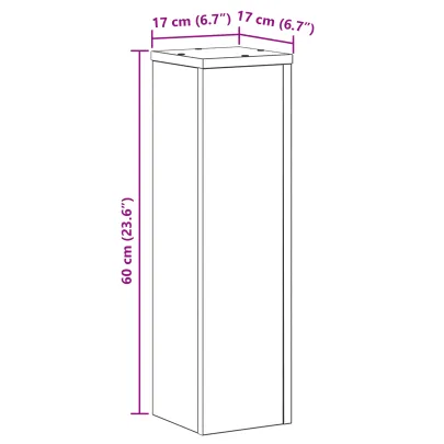 Suporturi Plante Stejar Negru 17x17x60 cm | 2 buc