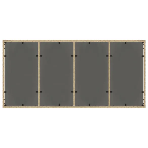 Masă Grădină cu Sticlă Bej - Poliratan Rezistent | Livrare Gratuită