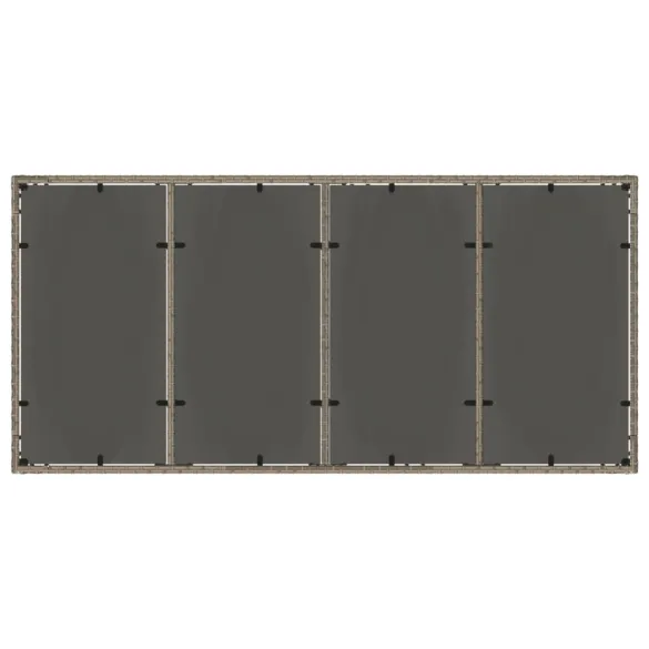 Masă Grădină Sticlă Gri - Poliratan Rezistent - Livrare Gratuită