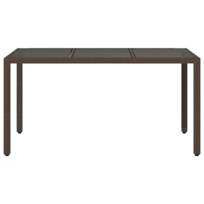 Masă Grădină Sticlă Maro 150x90 cm - Poliratan Durabil