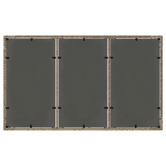 Masă Grădină Sticlă Gri - Poliratan Rezistent - Livrare Gratuită