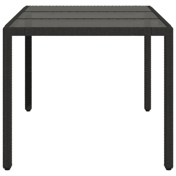 Masă Grădină Sticlă și Poliratan - Negru | Livrare Gratuită