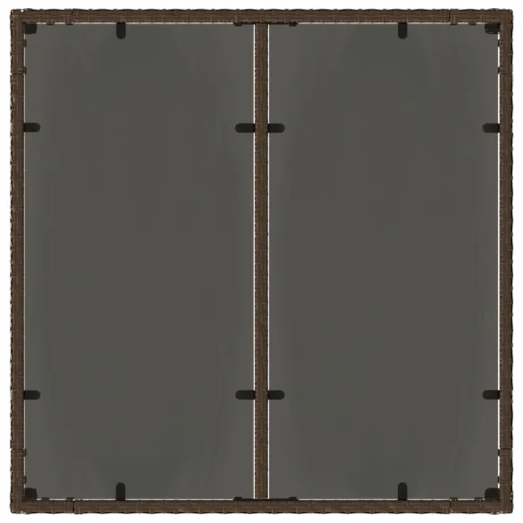 Masă Grădină Sticlă Maro Poliratan - Livrare Gratuită