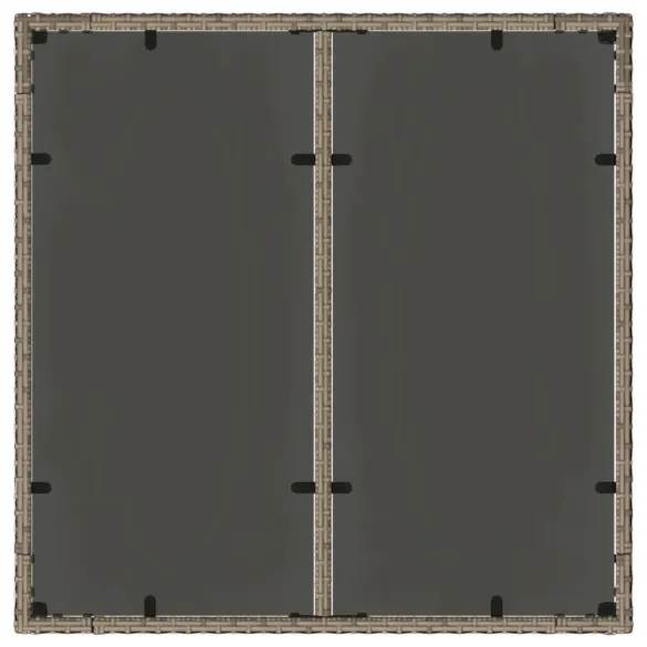 Masă Grădină cu Sticlă - Poliratan Gri | Livrare Gratuită