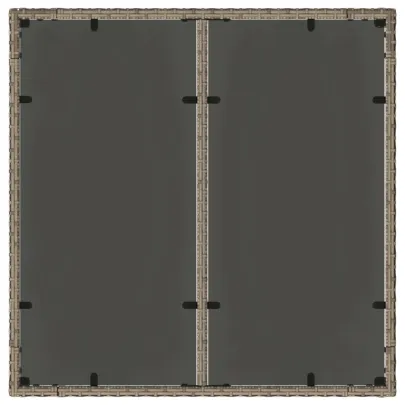 Masă Grădină cu Sticlă - Poliratan Gri | Livrare Gratuită