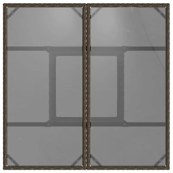 Masă Grădină Sticlă Maro 80x80 cm - Poliratan Durabil