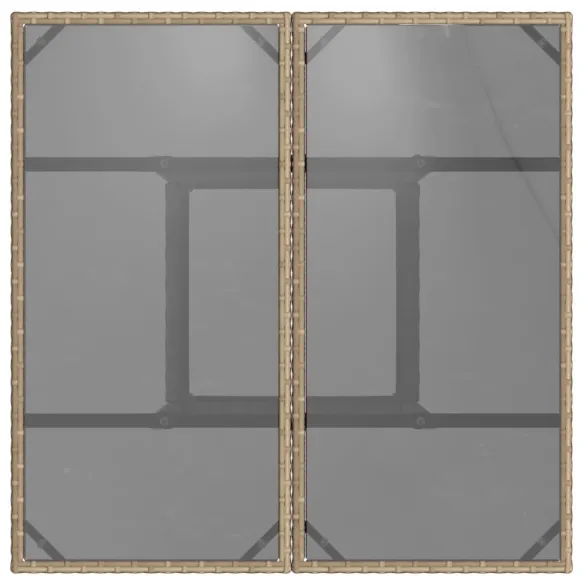 Masă Grădină cu Sticlă - Bej Poliratan | Livrare Gratuită