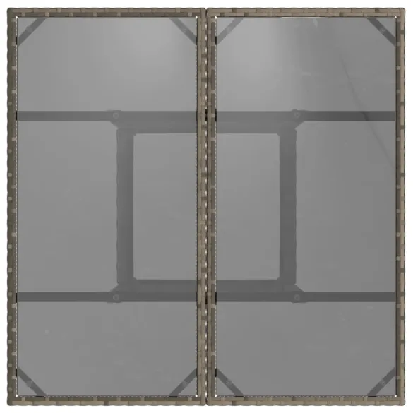 Masă Grădină Sticlă Gri 80x80 cm - Poliratan Durabil