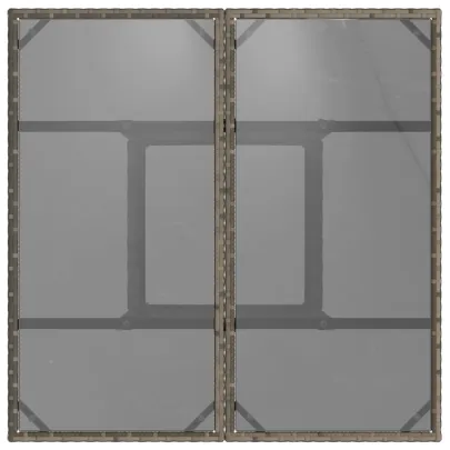 Masă Grădină Sticlă Gri 80x80 cm - Poliratan Durabil