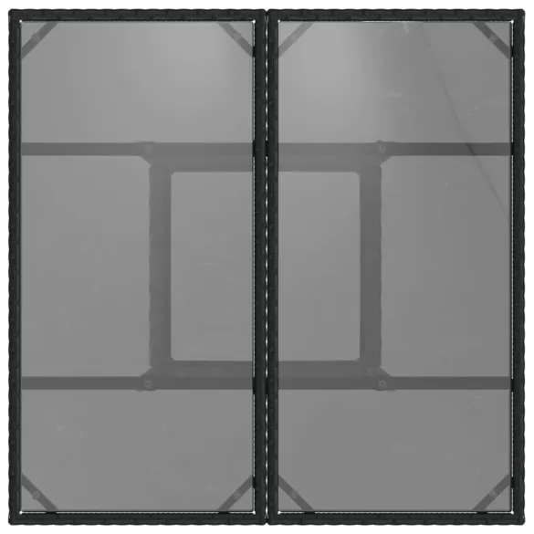 Masă Grădină Sticlă și Poliratan - Negru 80x80 cm | Livrare Gratuită