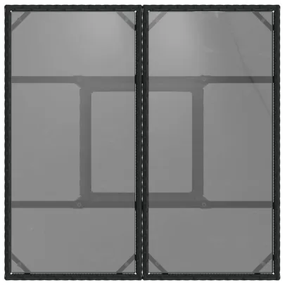 Masă Grădină Sticlă și Poliratan - Negru 80x80 cm | Livrare Gratuită