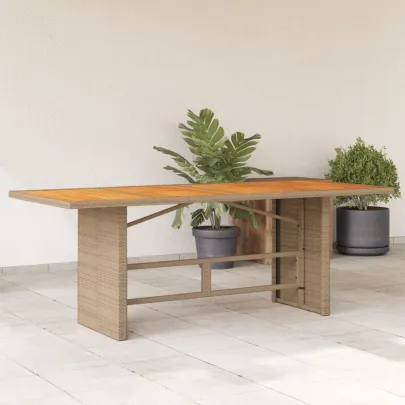 Masă Grădină Lemn Acacia 190x80 cm - Poliratan Rezistent