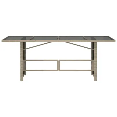 Masă Grădină cu Sticlă Gri | Ratan PE | Livrare Gratuită