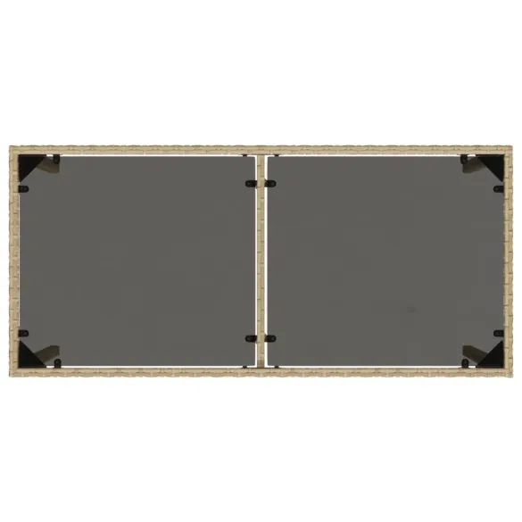 Masă Grădină Sticlă Bej - Poliratan Durabil - Livrare Gratuită