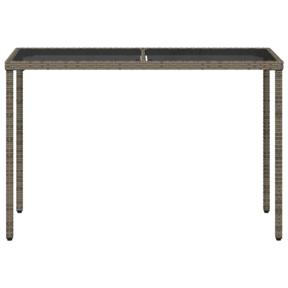 Masă Grădină cu Sticlă Gri - Poliratan Rezistent - Livrare Gratuită