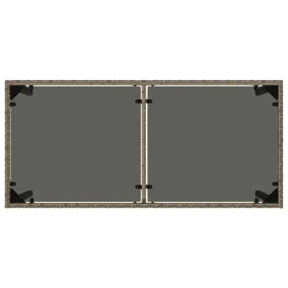 Masă Grădină cu Sticlă Gri - Poliratan Rezistent - Livrare Gratuită