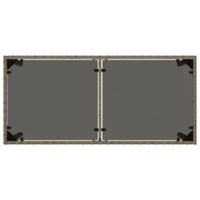 Masă Grădină cu Sticlă Gri - Poliratan Rezistent - Livrare Gratuită