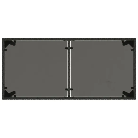 Masă Grădină Sticlă Negru - Poliratan Rezistent - Livrare Gratuită