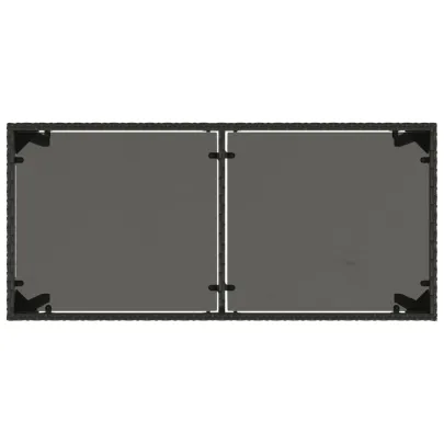 Masă Grădină Sticlă Negru - Poliratan Rezistent - Livrare Gratuită