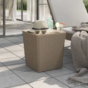 Masă Grădină cu Capac Detașabil - Maro Deschis - Polipropilenă