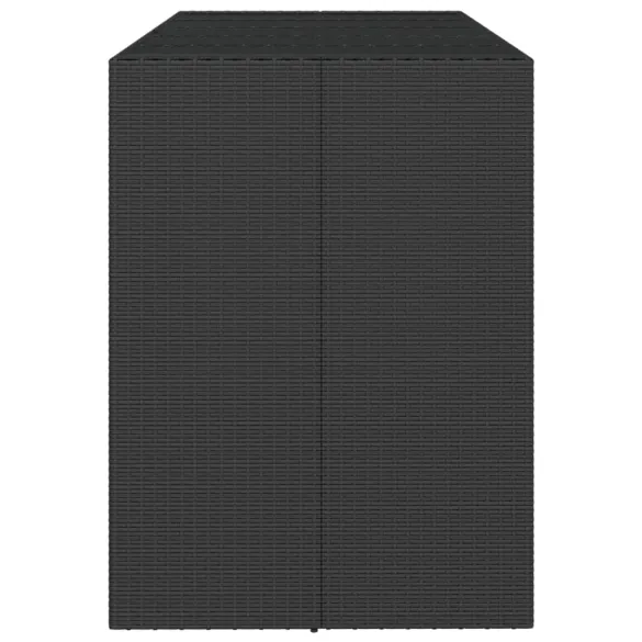 Masă de Bar Exterior din Sticlă și Ratan - Negru - 185x80 cm