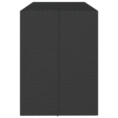 Masă de Bar Exterior din Sticlă și Ratan - Negru - 185x80 cm
