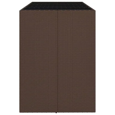 Masă Grădină cu Sticlă - Poliratan Maro - Livrare Gratuită