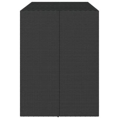 Masă de Bar Exterior Sticlă Negru - Poliratan Rezistent