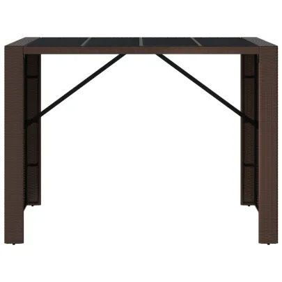 Masă de bar cu blat sticlă și ratan - Livrare gratuită